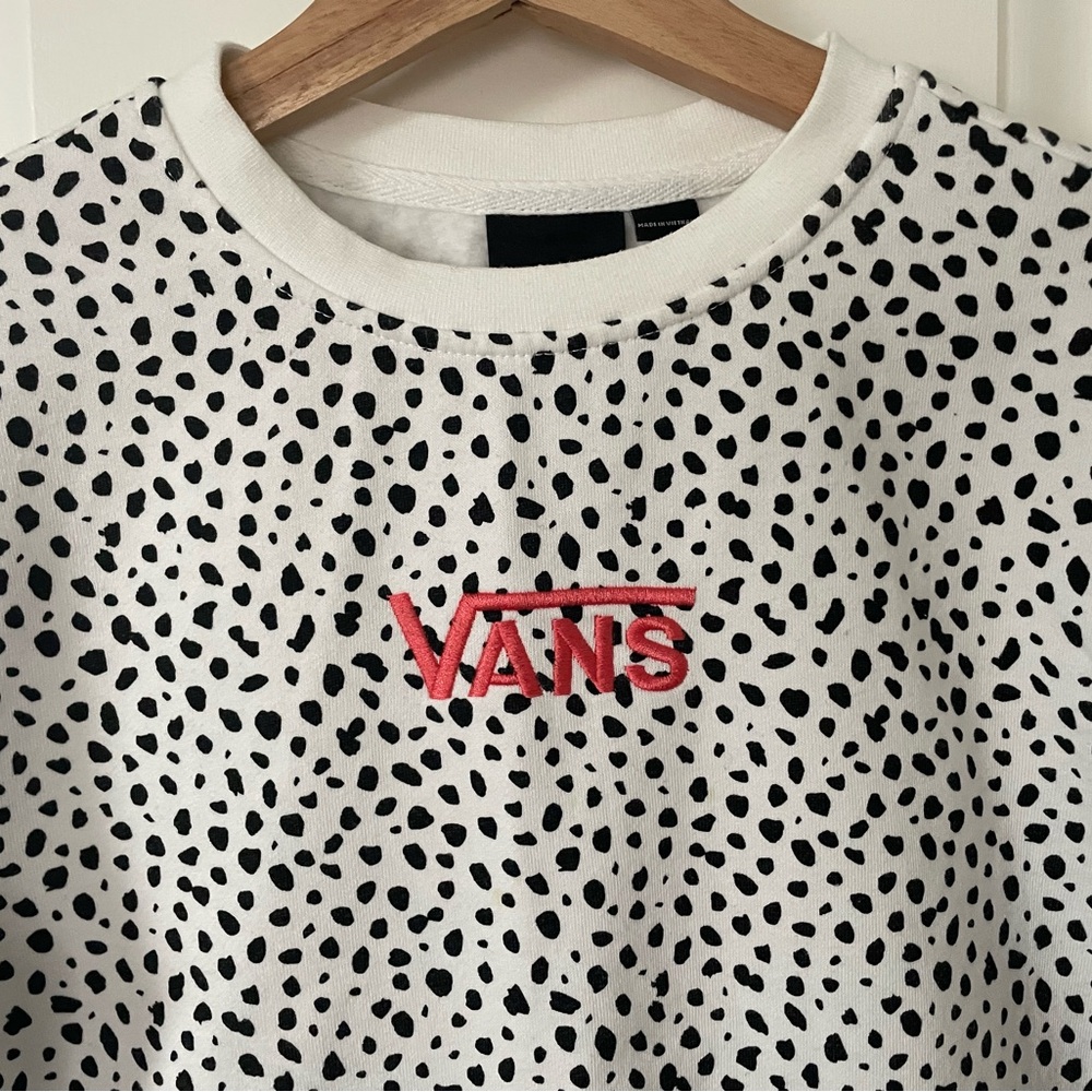 Vans Dalmatian Crew Sweatshirt in black and white, Women size XS, EUC